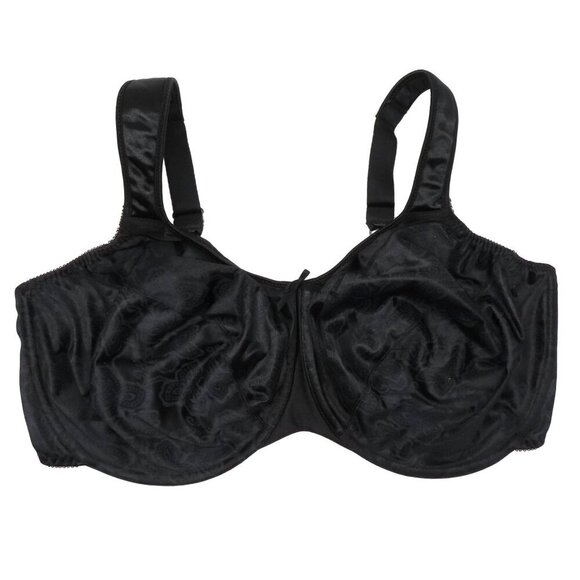 Bali 42DDD 3562 Full Coverage Black Leaf Scroll Underwire Wide Padded Straps Bra - Picture 1 of 13